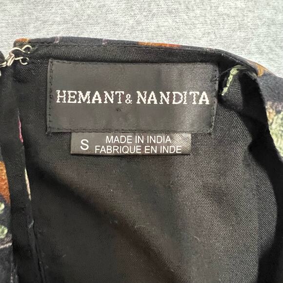 Hemant & Nandita Embroidered 100% Silk Jumpsuit Open Side & Back S Indie Boho - Picture 9 of 14